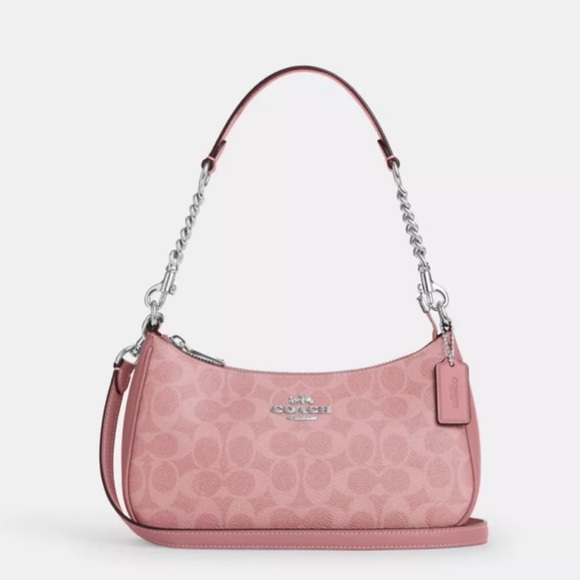 NWT Coach! Teri Shoulder Bag In Signature Canvas 🎀 Dusty Pink🎀 - Picture 1 of 10